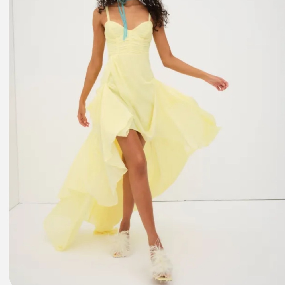 $378 NWT Yellow For Love And Lemons “June” High-Low Maxi Gown Sz XXS